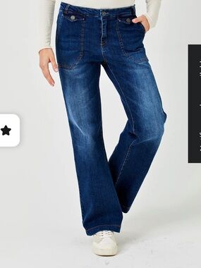 NEW Suzy D Beau Stretch Denim Flared Jeans Dark Denim